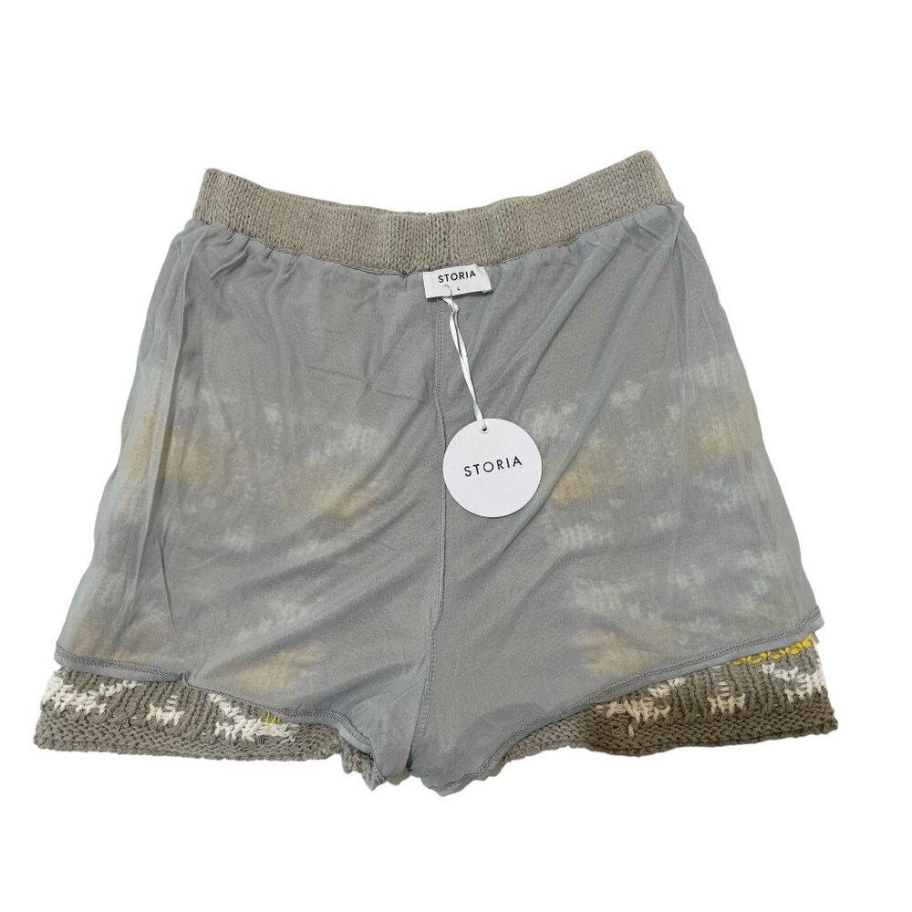 Storia Floral Knitted Shorts Women Large Gray High Rise Lined Boho Daisy floral - Picture 13 of 16